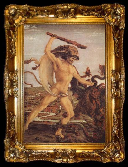 framed  Antonio del Pollaiuolo Hercules and the Hydra, ta009-2